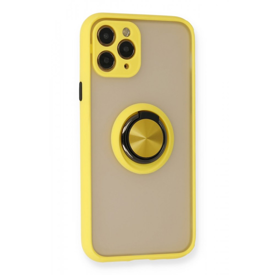  iPhone 11 Pro Kılıf Montreal Yüzüklü Silikon Kapak - Sarı