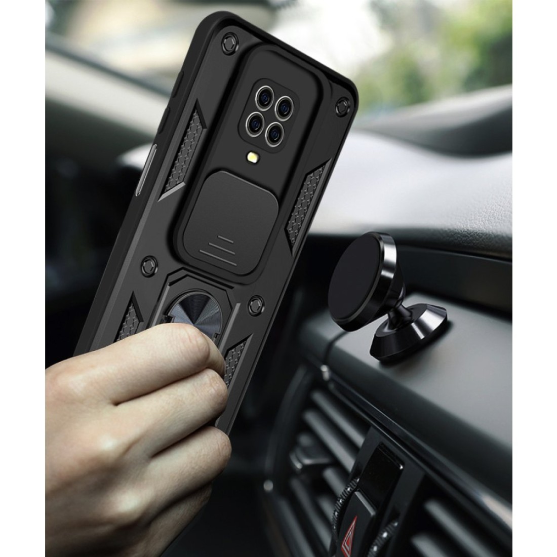  Xiaomi Redmi Note 9S Kılıf Pars Lens Yüzüklü Silikon - Lacivert