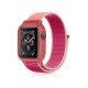  Apple Watch 38mm Hasırlı Cırtcırtlı Kasalı Kordon - Pudra