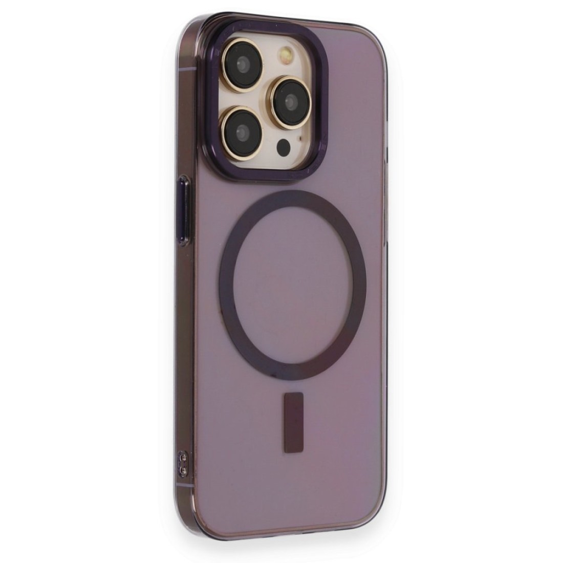  iPhone 14 Pro Kılıf Anka PC Magneticsafe Sert Metal Kapak - Mor