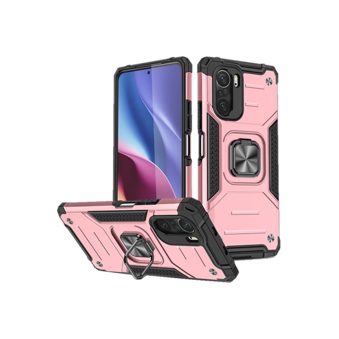  Xiaomi Redmi K40 Kılıf Zegna Yüzüklü Silikon Kapak - Rose