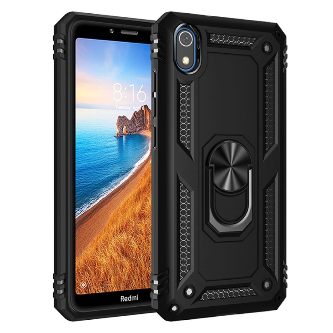  Xiaomi Redmi 7A Kılıf Sofya Yüzüklü Silikon Kapak - Siyah