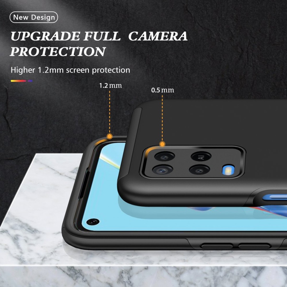  Oppo A54 4G Kılıf Elit Yüzüklü Kapak - Siyah