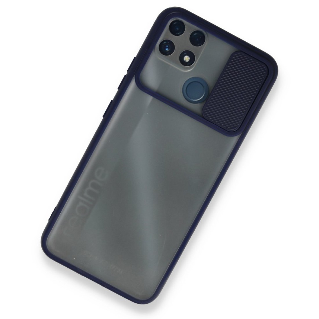  Realme C25 Kılıf Palm Buzlu Kamera Sürgülü Silikon - Lacivert