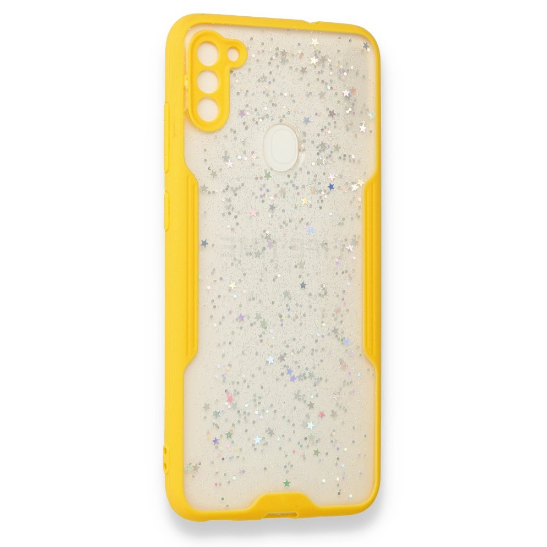 Samsung Galaxy M11 Kılıf Platin Simli Silikon - Sarı Samsung Galaxy M11 Kılıf Platin Simli Silikon - Sarı