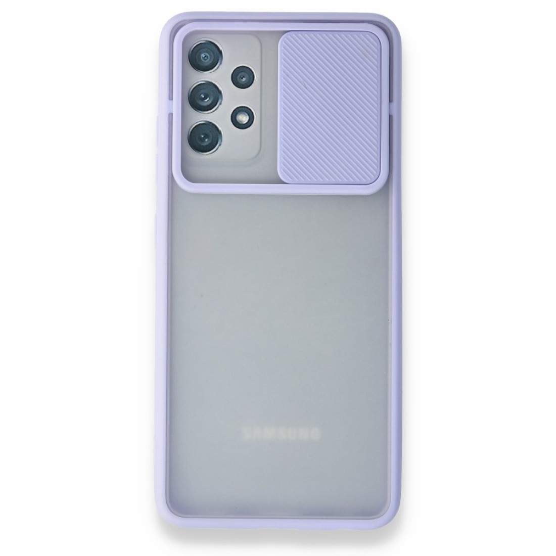  Samsung Galaxy A52 Kılıf Palm Buzlu Kamera Sürgülü Silikon - Lila
