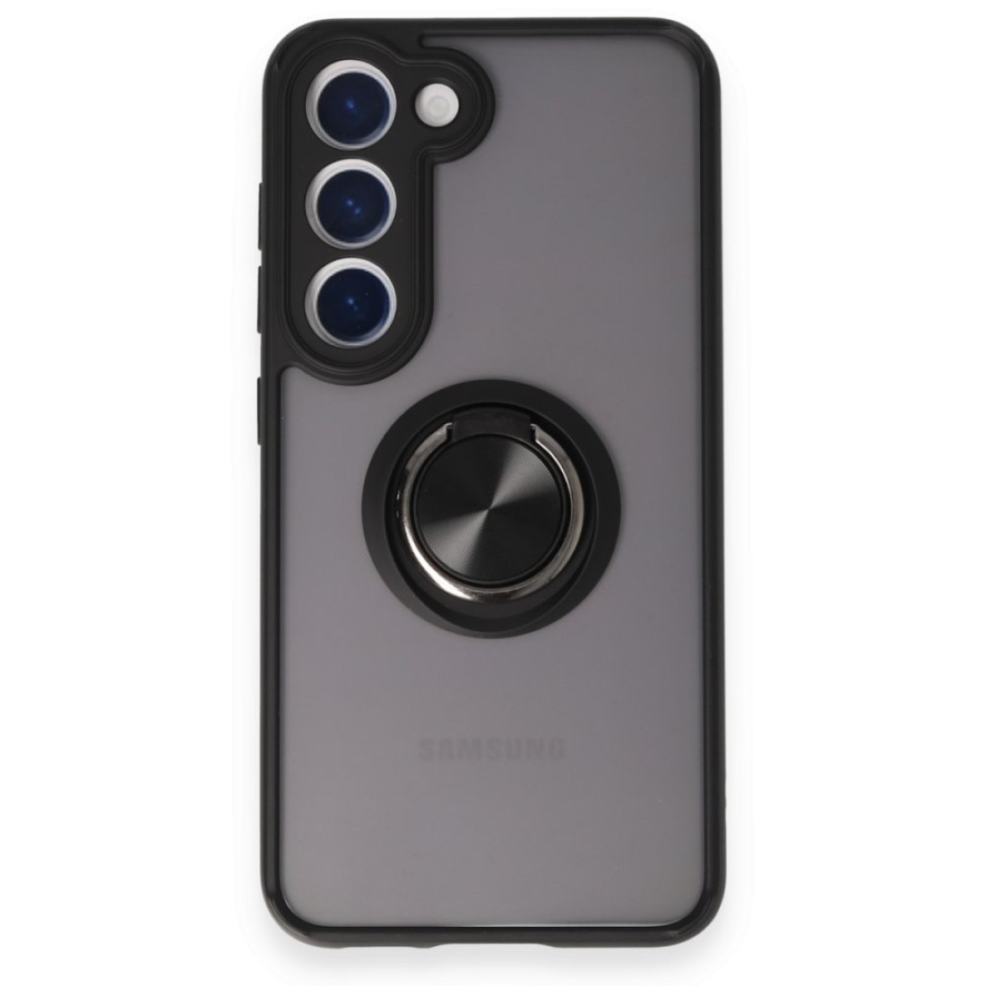  Samsung Galaxy S23 Kılıf Montreal Yüzüklü Silikon Kapak - Siyah