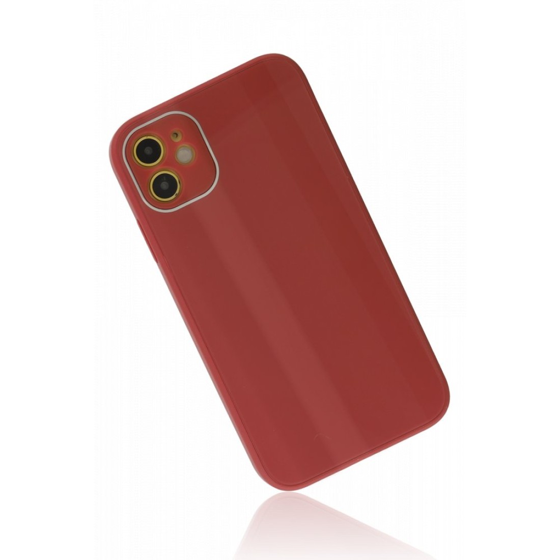  iPhone 12 Kılıf Glass Kapak - Bordo