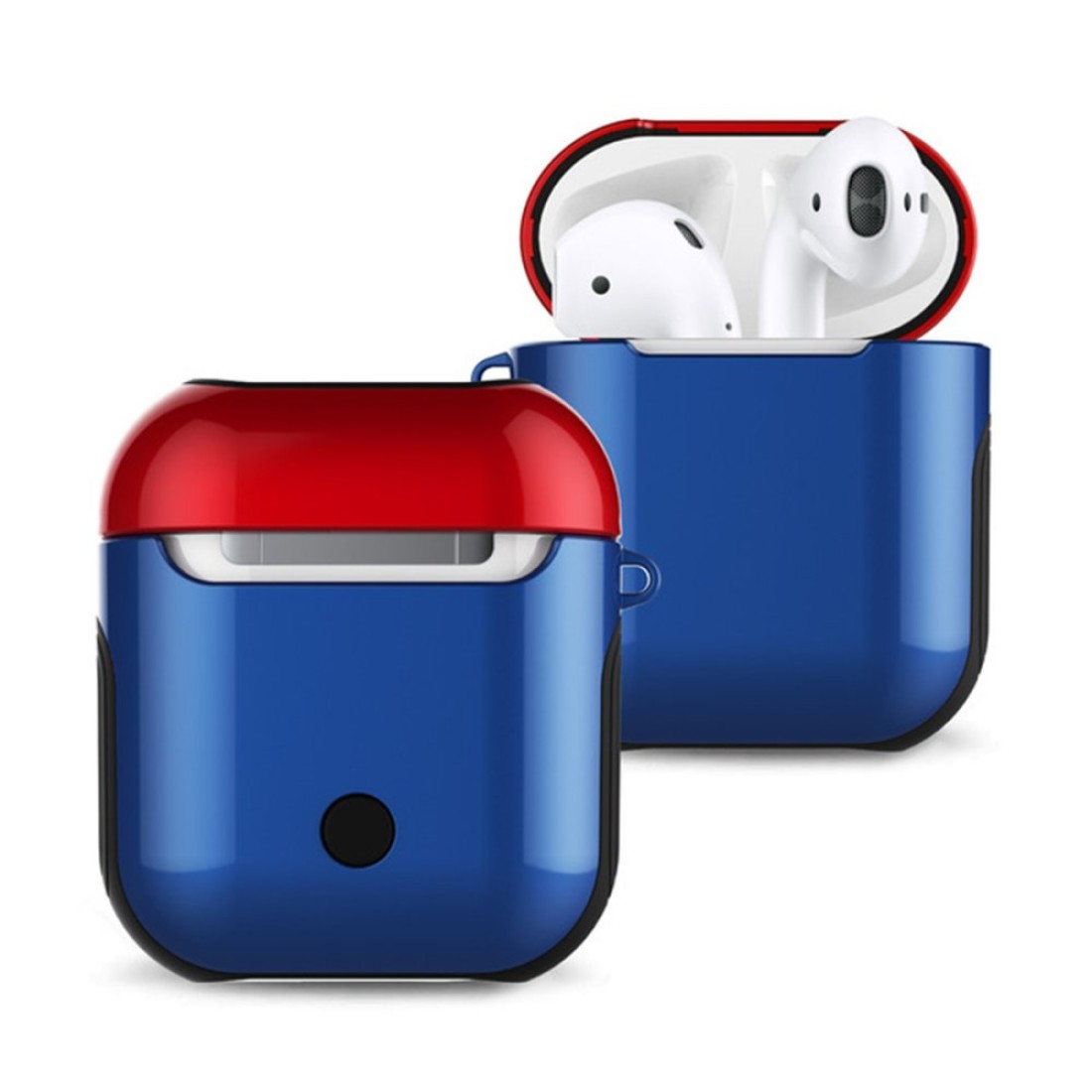  Airpods (1.nesil) 3in1 Kılıf - Lacivert-Kırmızı