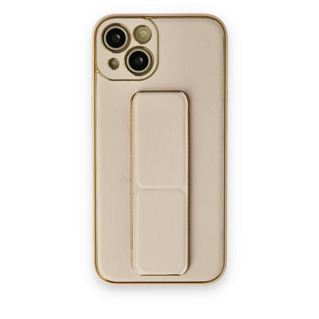  iPhone 14 Plus Kılıf Coco Deri Standlı Kapak - Gold