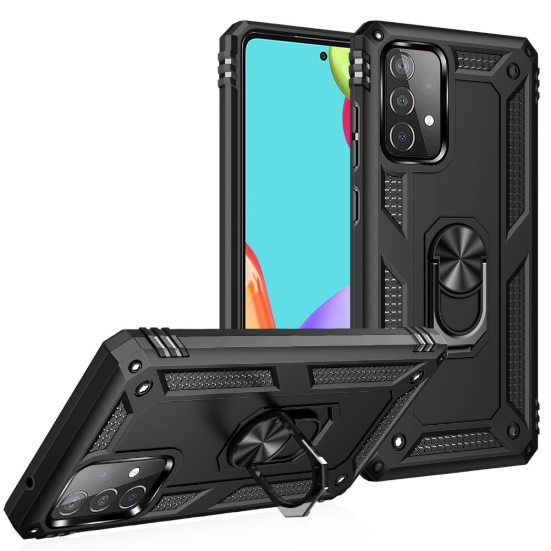 Samsung Galaxy A52 Kılıf Sofya Yüzüklü Silikon Kapak - Siyah
