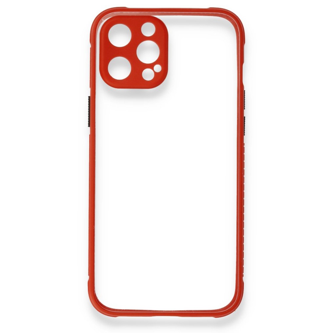  iPhone 12 Kılıf Miami Şeffaf Silikon - Kırmızı