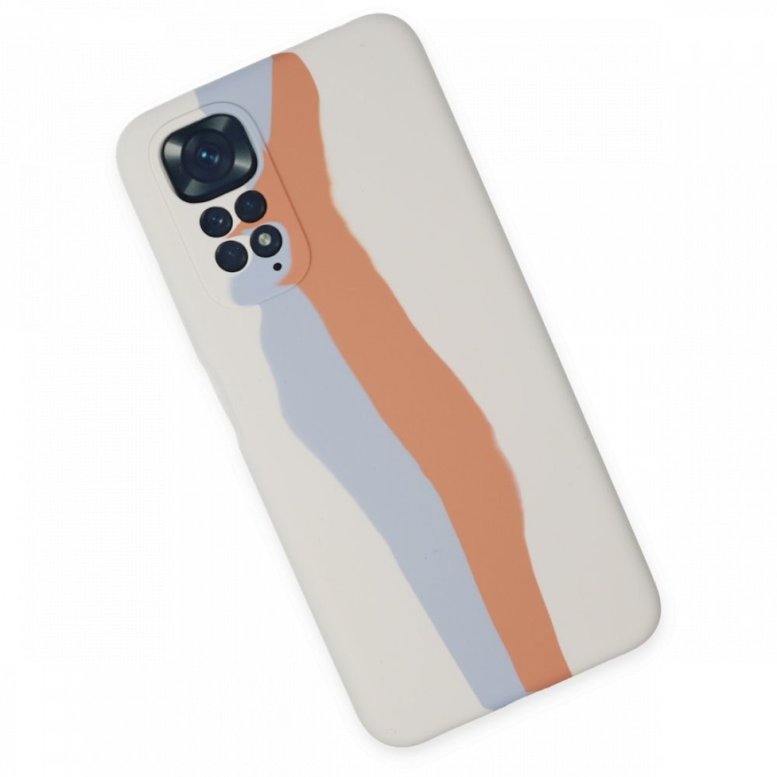Xiaomi Redmi Note 11 Kılıf Ebruli Lansman Silikon - Beyaz-Turuncu Xiaomi Redmi Note 11 Kılıf Ebruli Lansman Silikon - Beyaz-Turuncu