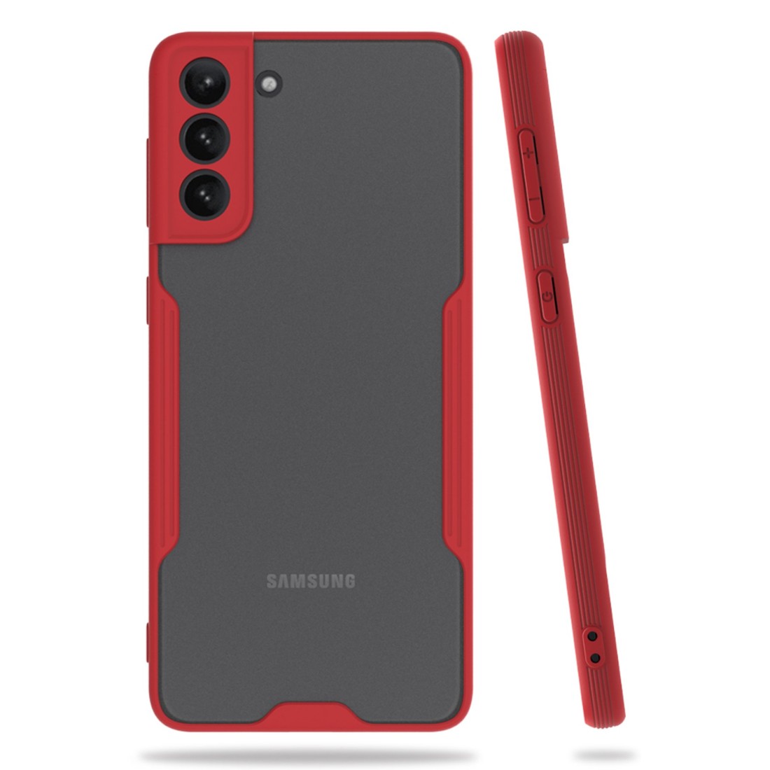  Samsung Galaxy S21 Plus Kılıf Platin Silikon - Kırmızı