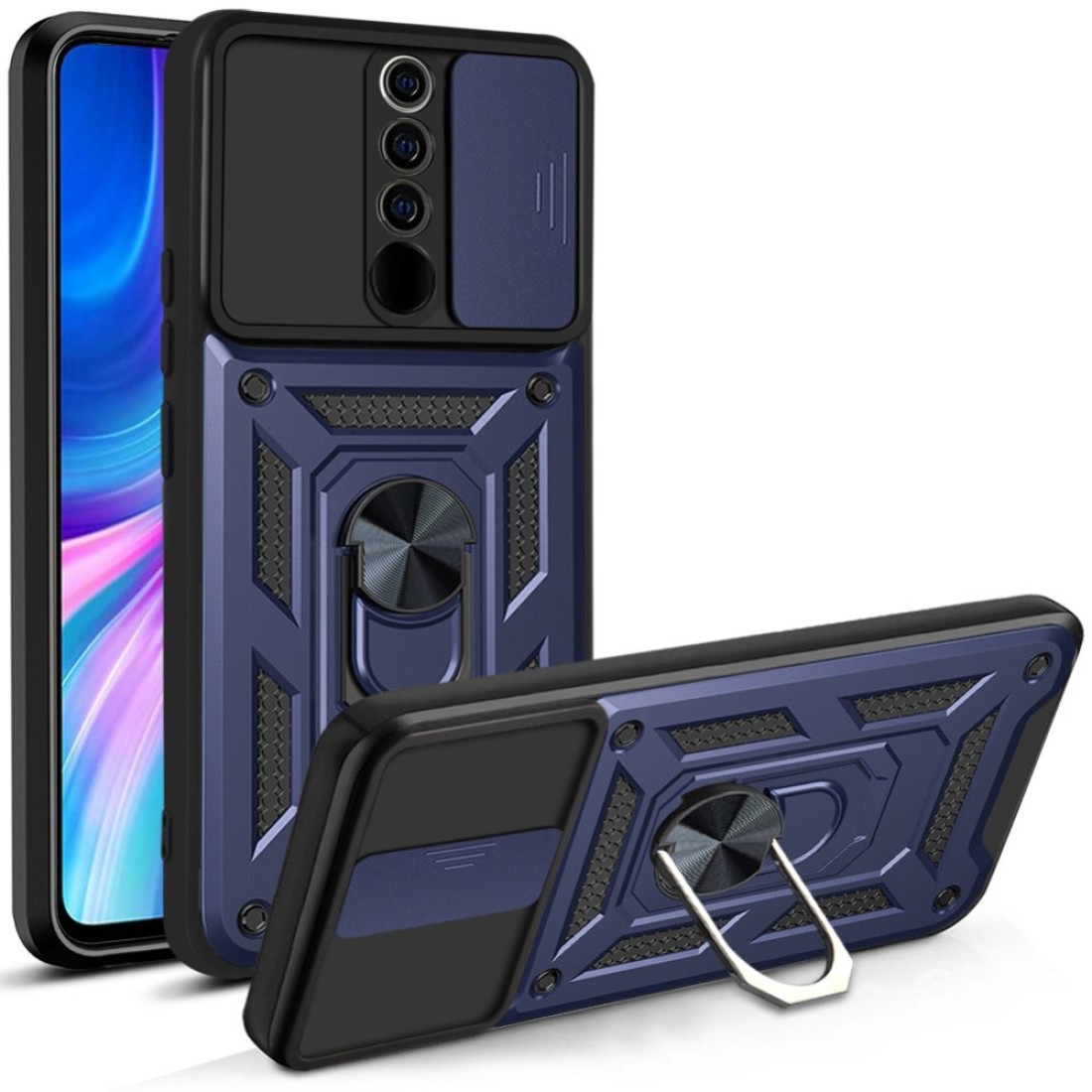  Xiaomi Redmi Note 8 Pro Kılıf Pars Lens Yüzüklü Silikon - Lacivert