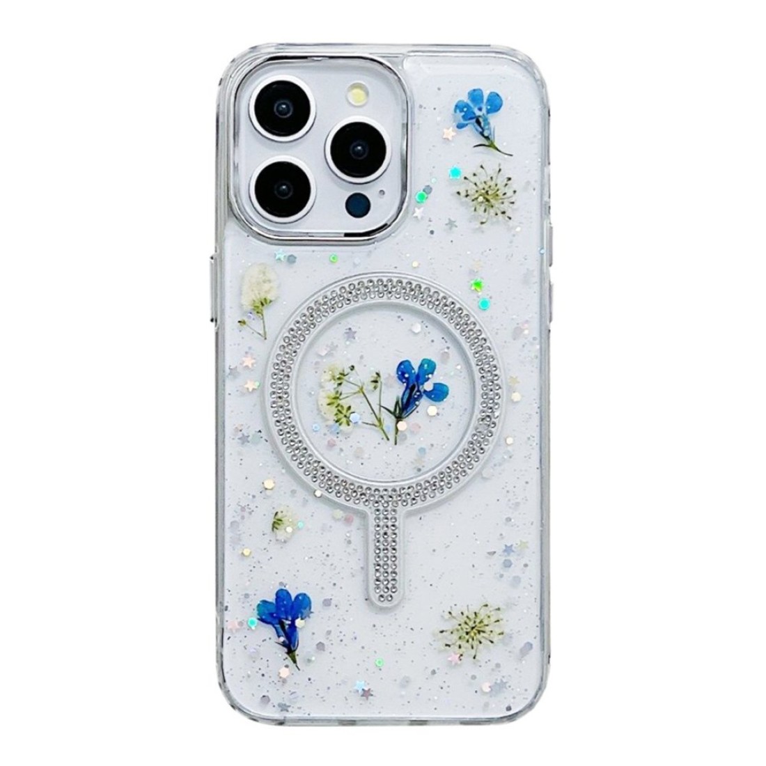 iPhone 14 Pro Flower Magsafe Kapak - Mavi