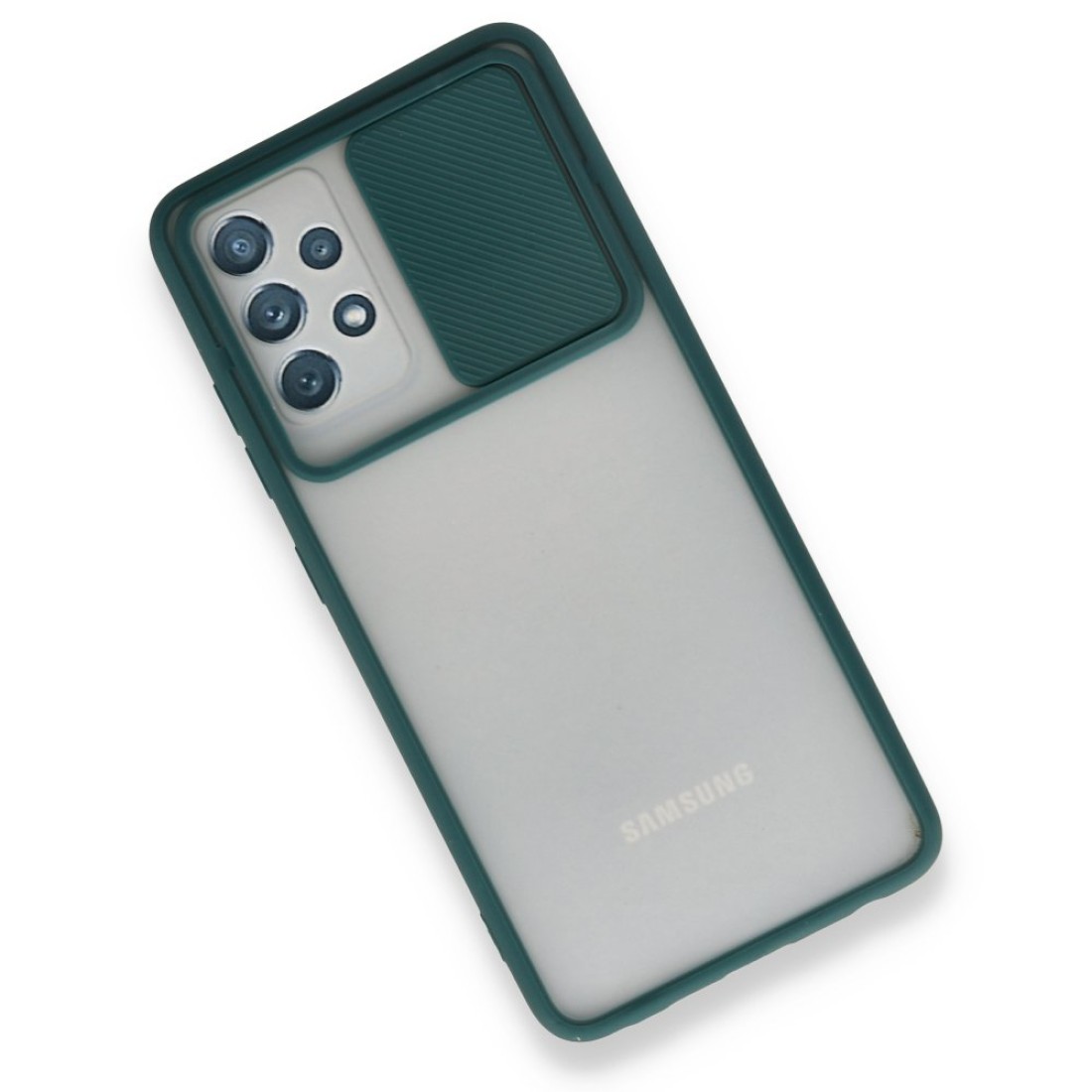  Samsung Galaxy A32 Kılıf Palm Buzlu Kamera Sürgülü Silikon - Yeşil