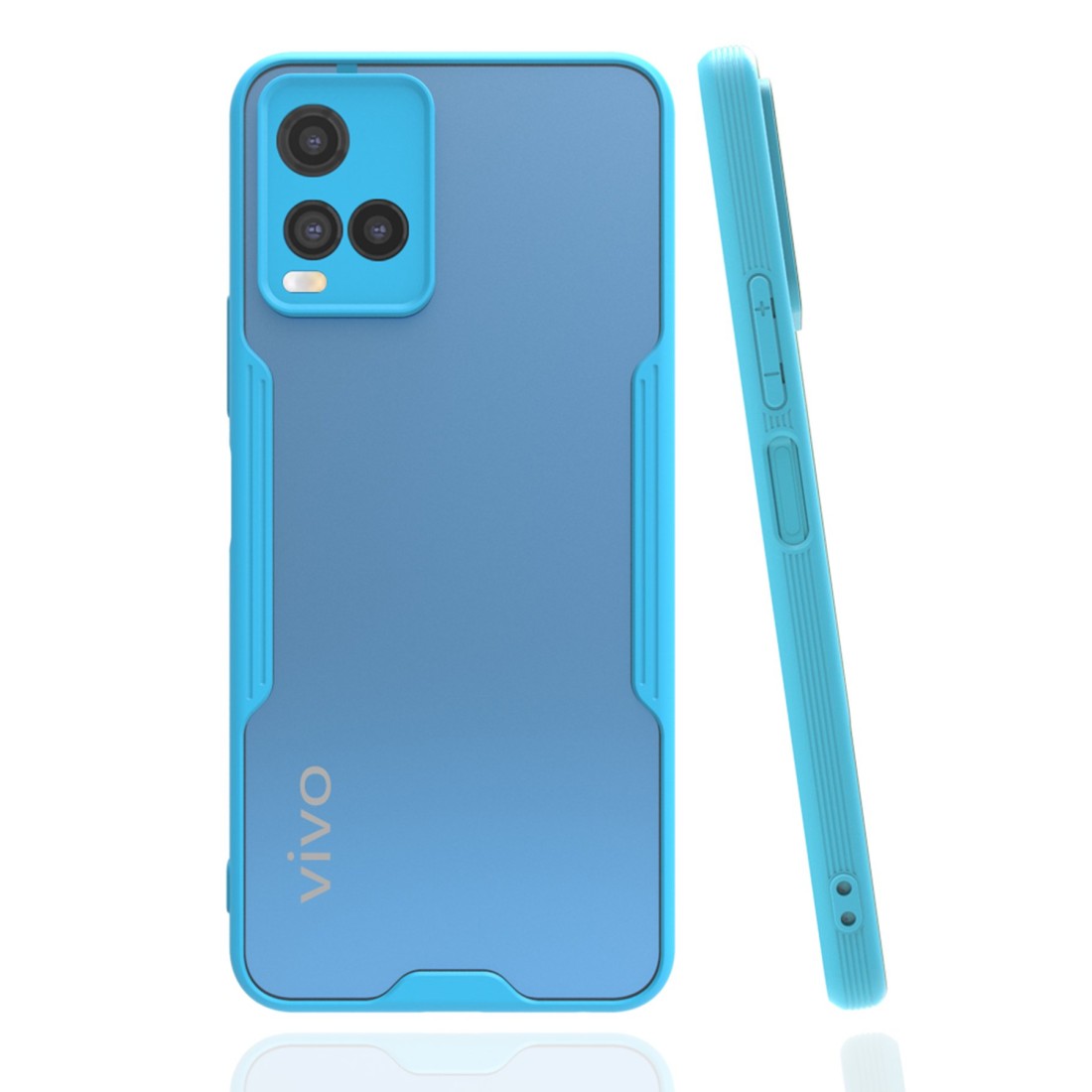  Vivo Y21S Kılıf Platin Silikon - Mavi