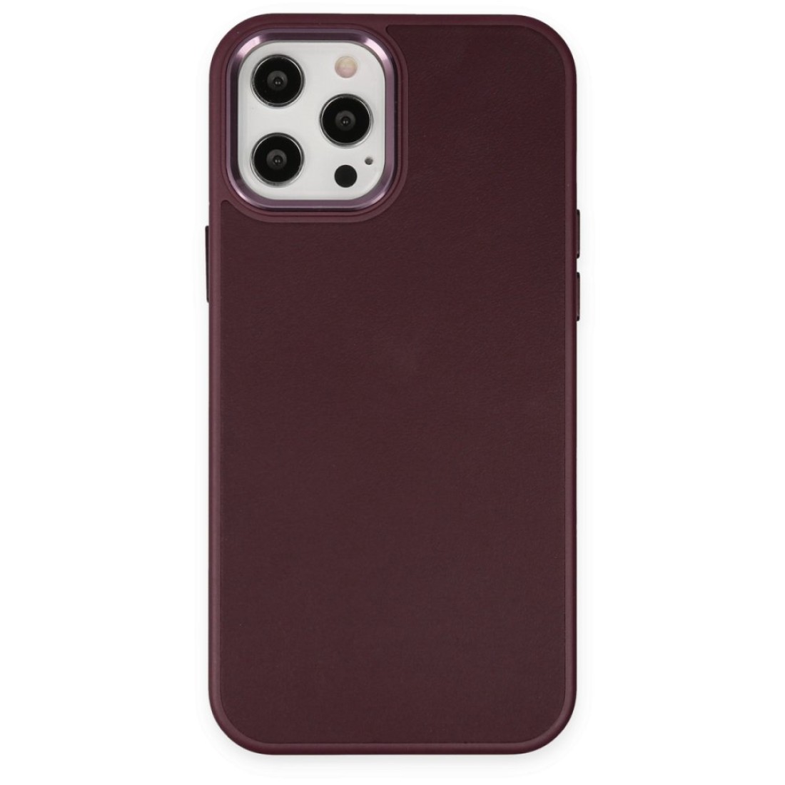  iPhone 12 Pro Kılıf Asya Deri Silikon - Mürdüm