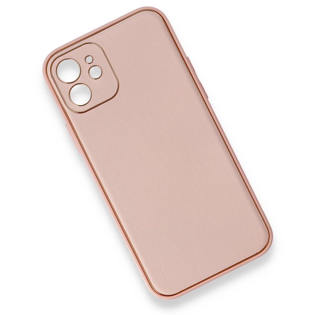 iPhone 12 Kılıf Coco Deri Silikon Kapak - Pembe iPhone 12 Kılıf Coco Deri Silikon Kapak - Pembe