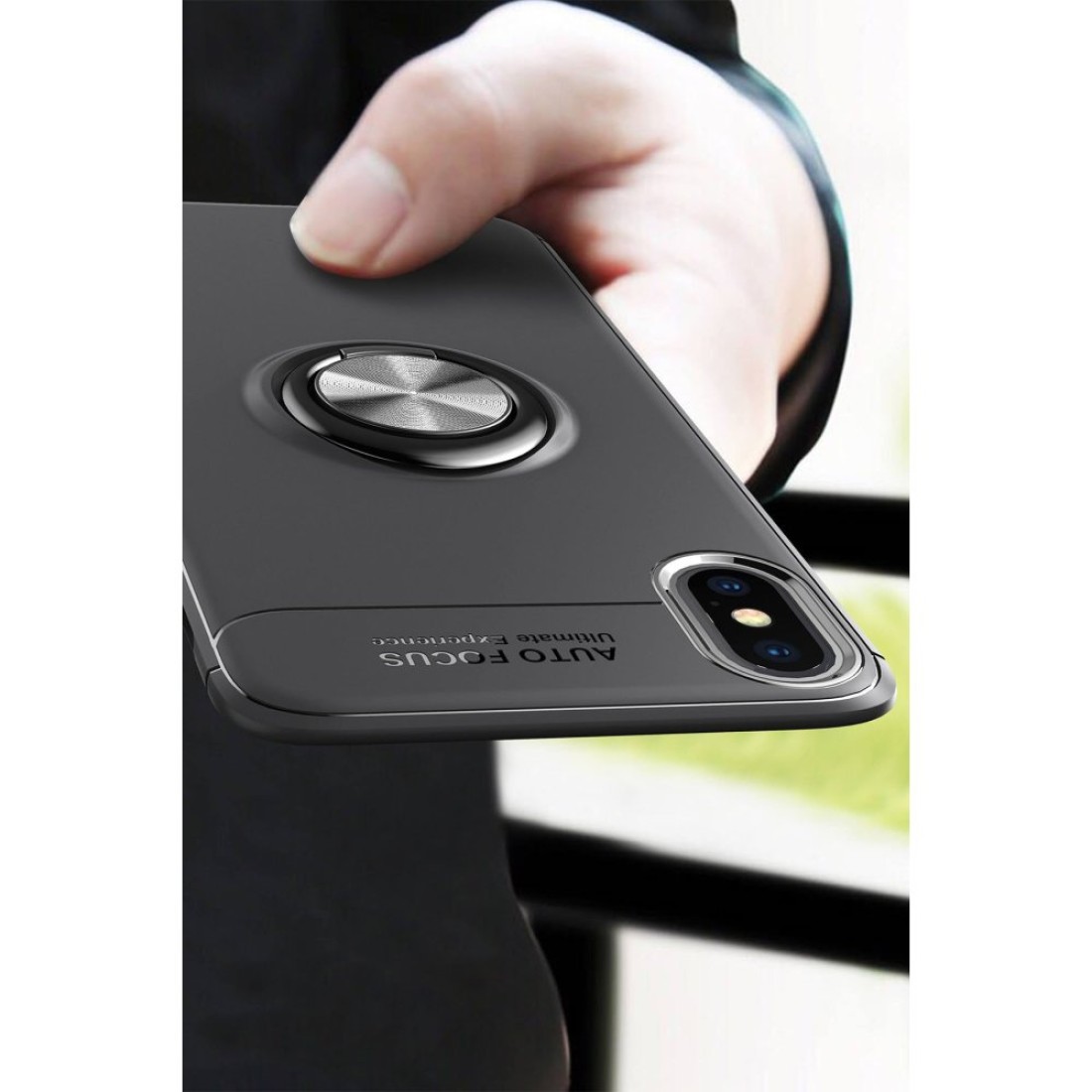 iPhone XS Max Kılıf Range Yüzüklü Silikon - Siyah-Mavi iPhone XS Max Kılıf Range Yüzüklü Silikon - Siyah-Mavi