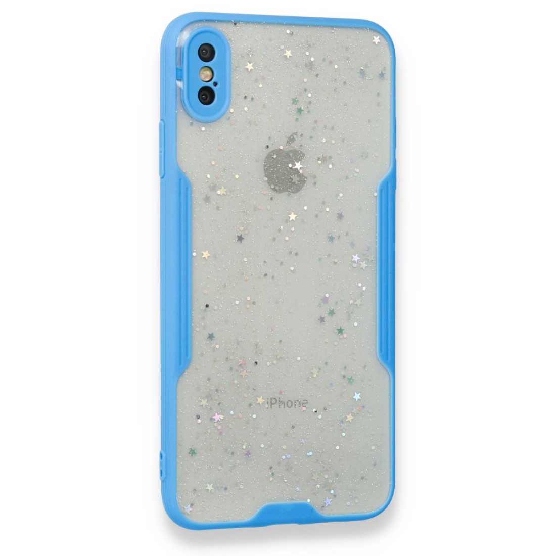  iPhone XS Kılıf Platin Simli Silikon - Mavi