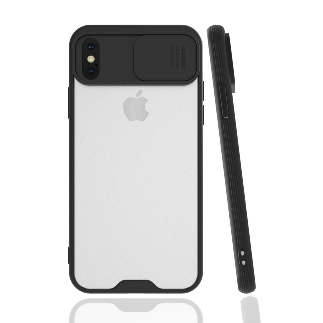  iPhone X Kılıf Platin Kamera Koruma Silikon - Siyah
