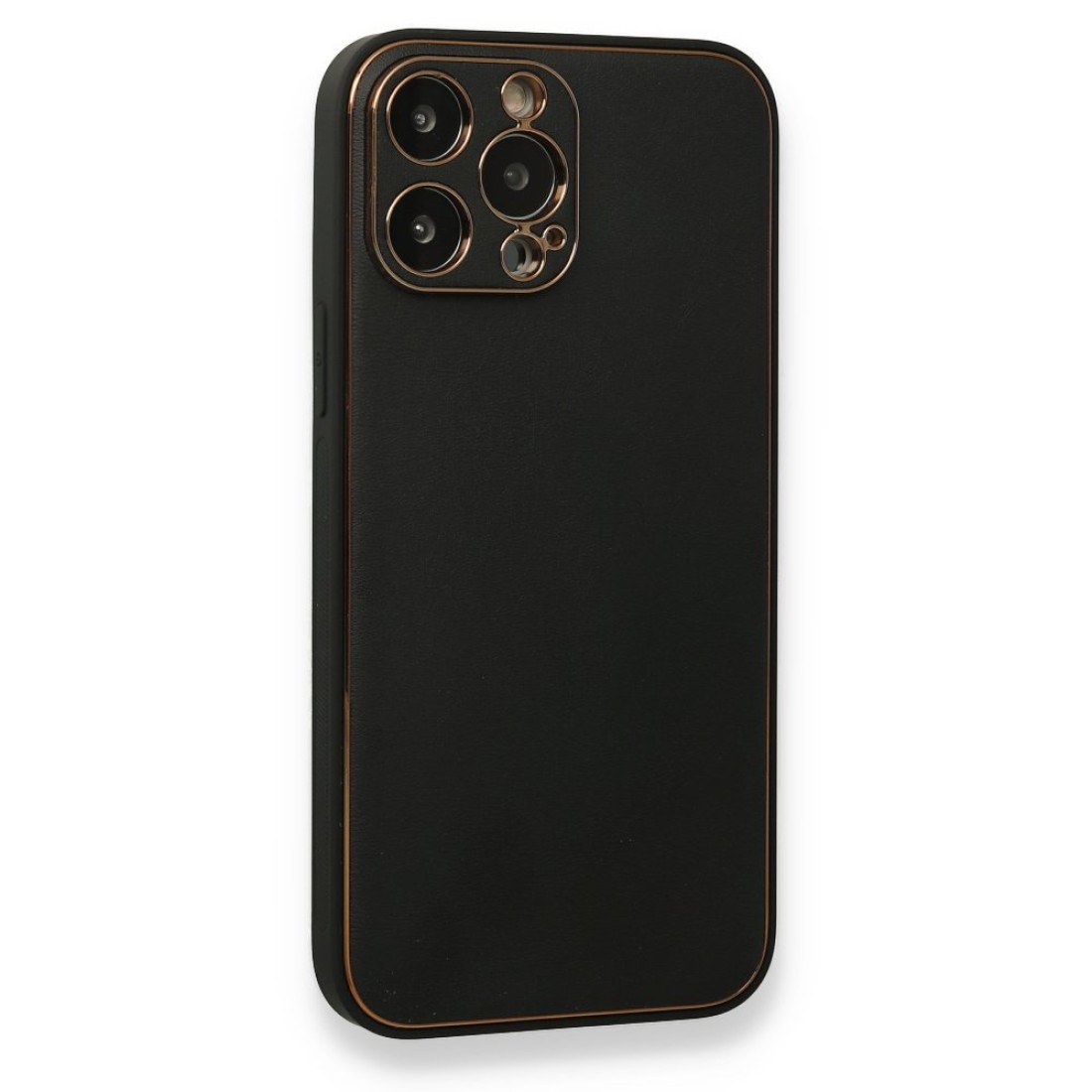 iPhone 13 Pro Max Kılıf Coco Deri Silikon Kapak - Siyah iPhone 13 Pro Max Kılıf Coco Deri Silikon Kapak - Siyah
