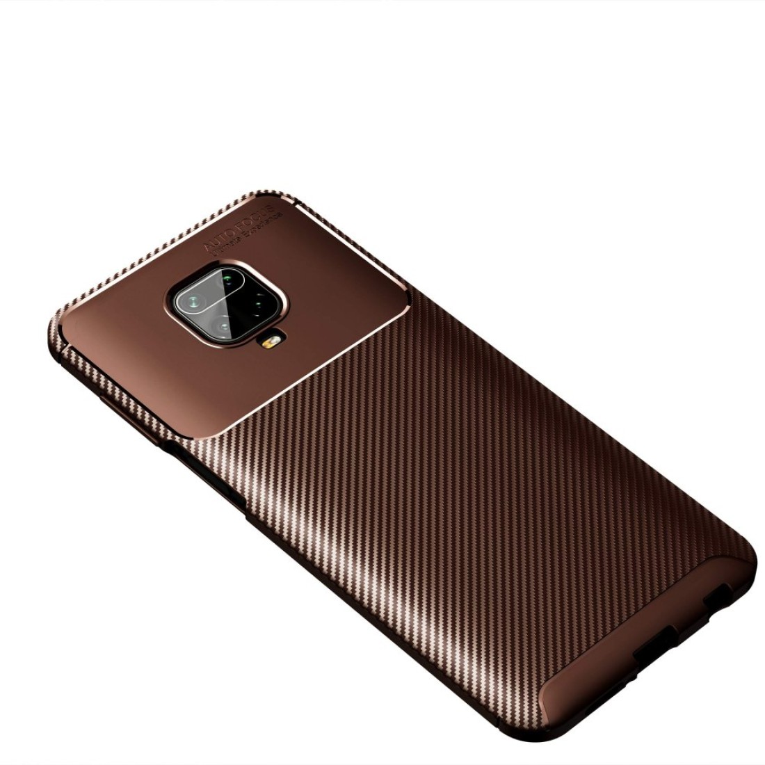  Xiaomi Redmi Note 9S Kılıf Auto Focus Karbon Kapak - Kahverengi