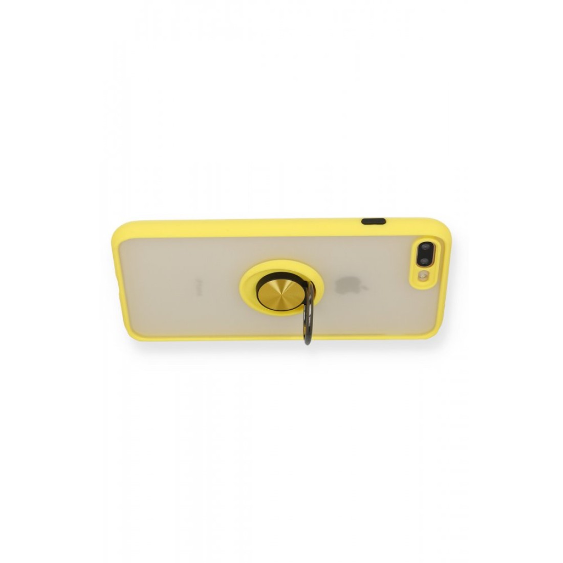 iPhone 7 Plus Kılıf Montreal Yüzüklü Silikon Kapak - Sarı iPhone 7 Plus Kılıf Montreal Yüzüklü Silikon Kapak - Sarı