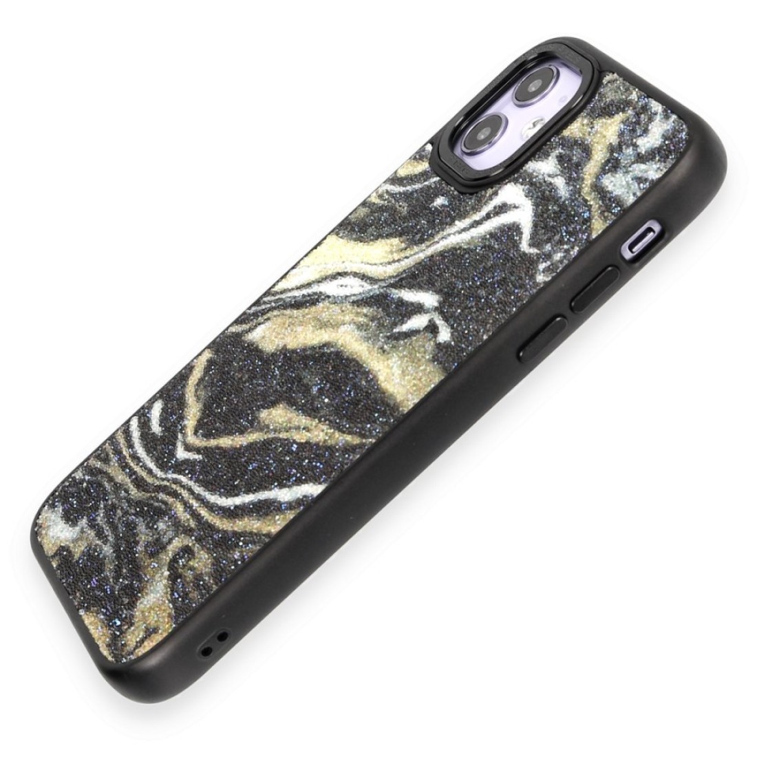 iPhone 12 Kılıf Moda Simli Kapak - Siyah iPhone 12 Kılıf Moda Simli Kapak - Siyah