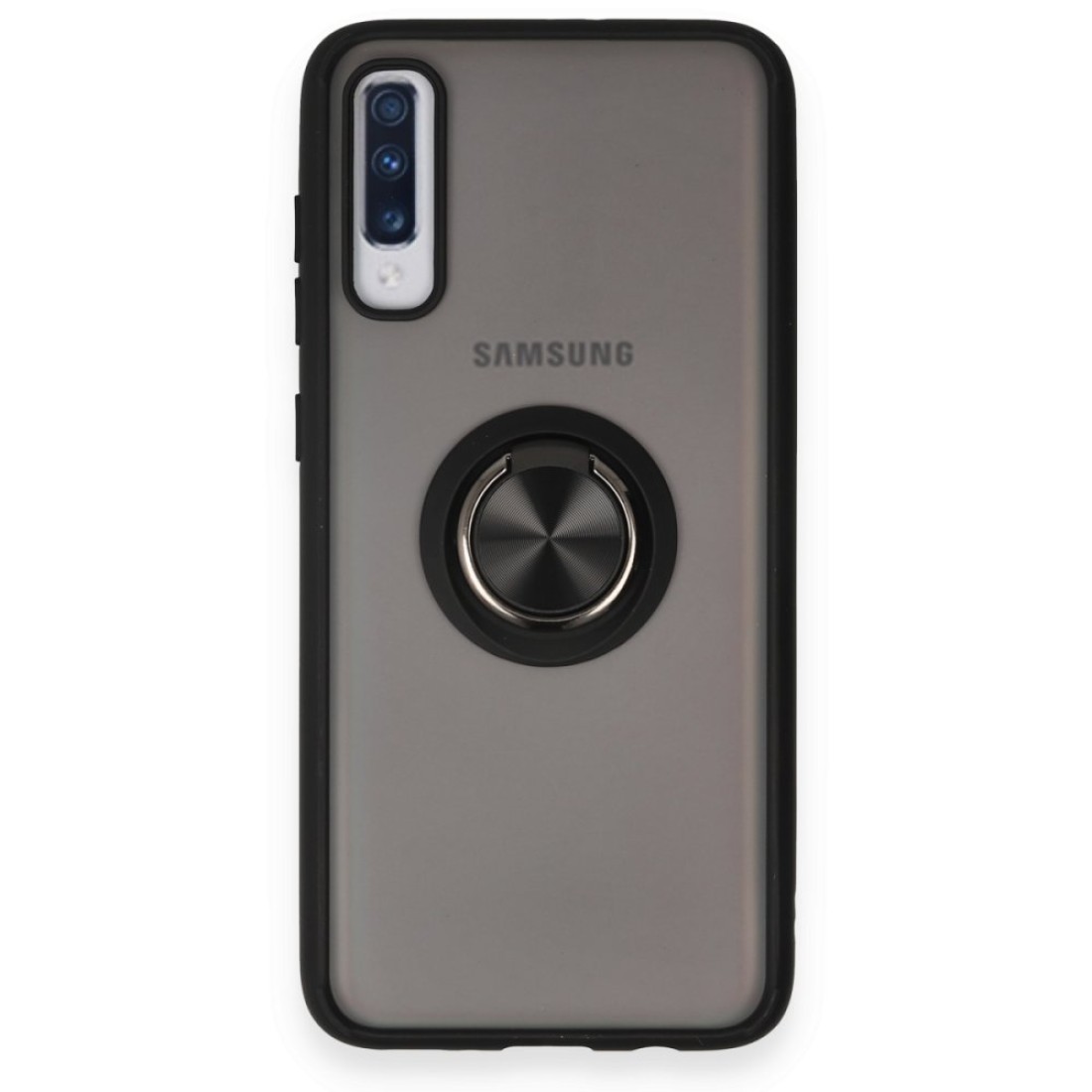  Samsung Galaxy A70 Kılıf Montreal Yüzüklü Silikon Kapak - Siyah
