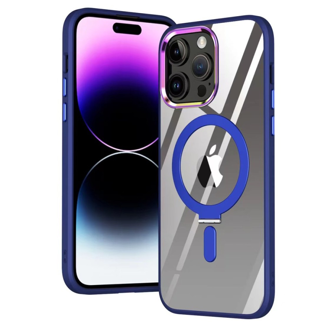  iPhone 14 Pro Kılıf Mudo Magneticsafe Standlı Kapak - Lacivert