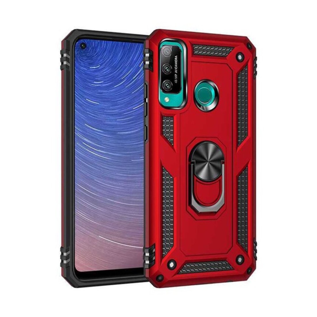  Huawei P40 Lite E Kılıf Sofya Yüzüklü Silikon Kapak - Kırmızı
