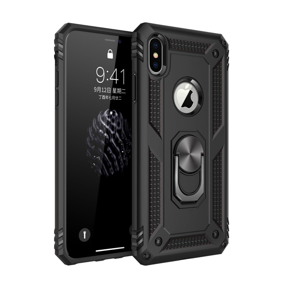 iPhone X Kılıf Sofya Yüzüklü Silikon Kapak - Siyah iPhone X Kılıf Sofya Yüzüklü Silikon Kapak - Siyah