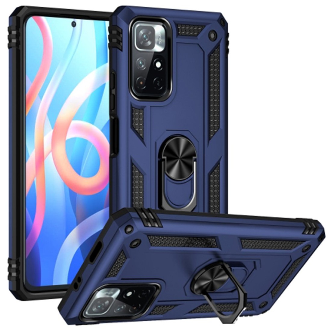  Xiaomi Redmi Note 11T Kılıf Sofya Yüzüklü Silikon Kapak - Lacivert