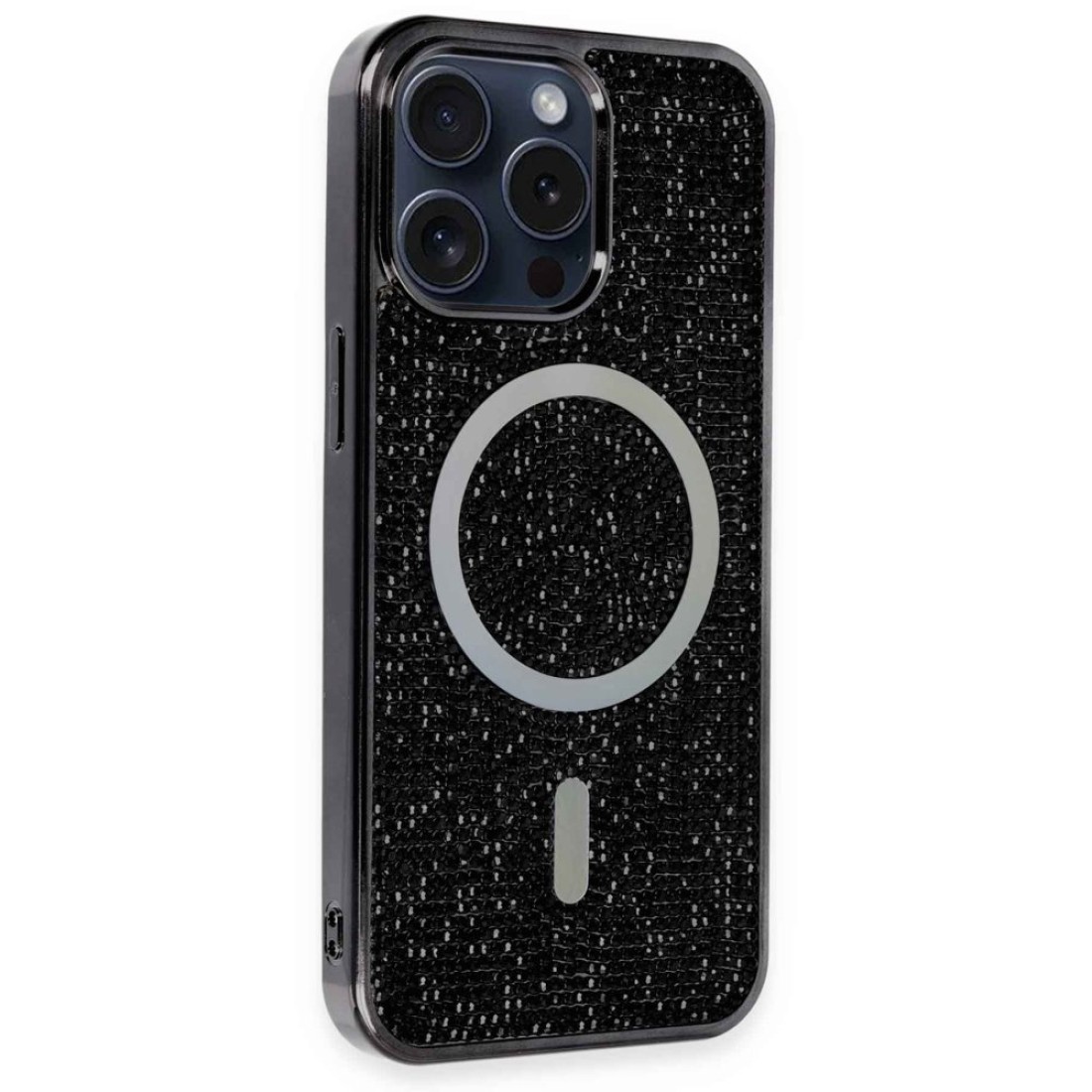  iPhone 15 Pro Max Kılıf Diamond Magsafe Kapak - Siyah-Rainbow