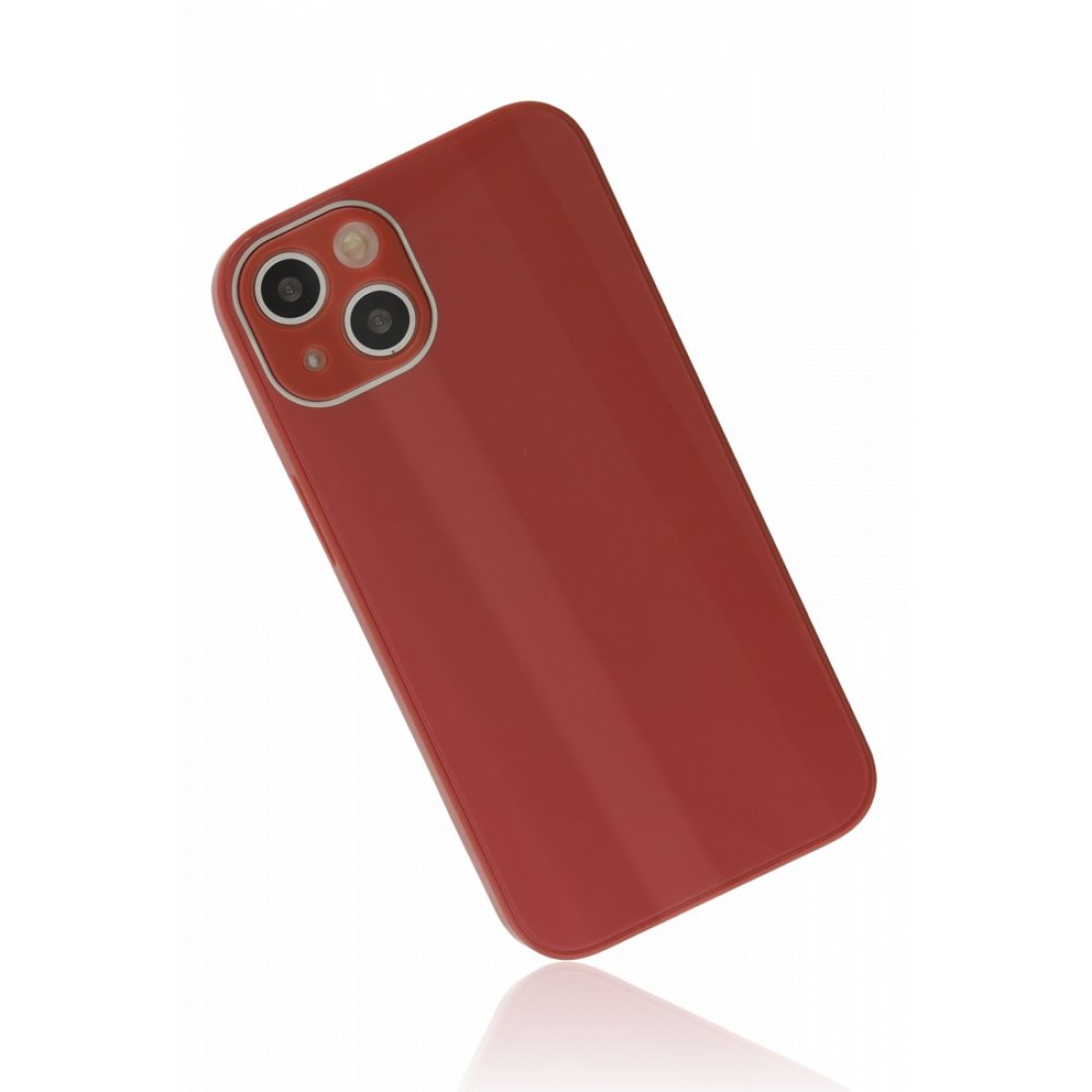  iPhone 13 Kılıf Glass Kapak - Bordo