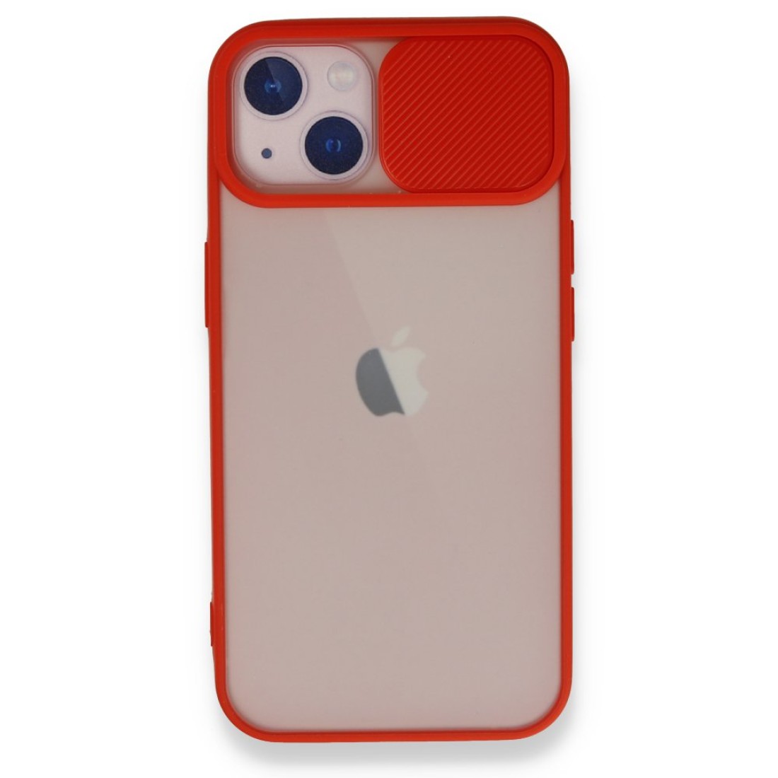  iPhone 13 Kılıf Palm Buzlu Kamera Sürgülü Silikon - Kırmızı