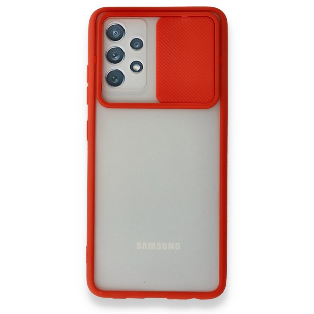  Samsung Galaxy A32 Kılıf Palm Buzlu Kamera Sürgülü Silikon - Kırmızı
