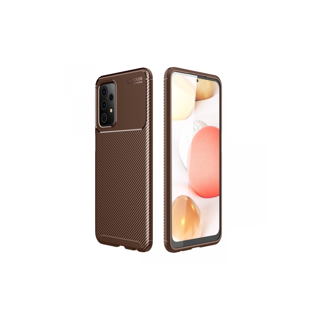  Samsung Galaxy A52S Kılıf Auto Focus Karbon Kapak - Kahverengi