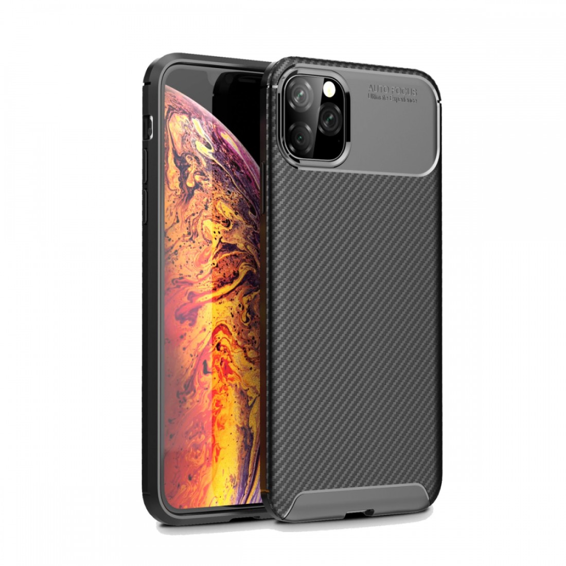  iPhone 11 Pro Kılıf Auto Focus Karbon Kapak - Siyah