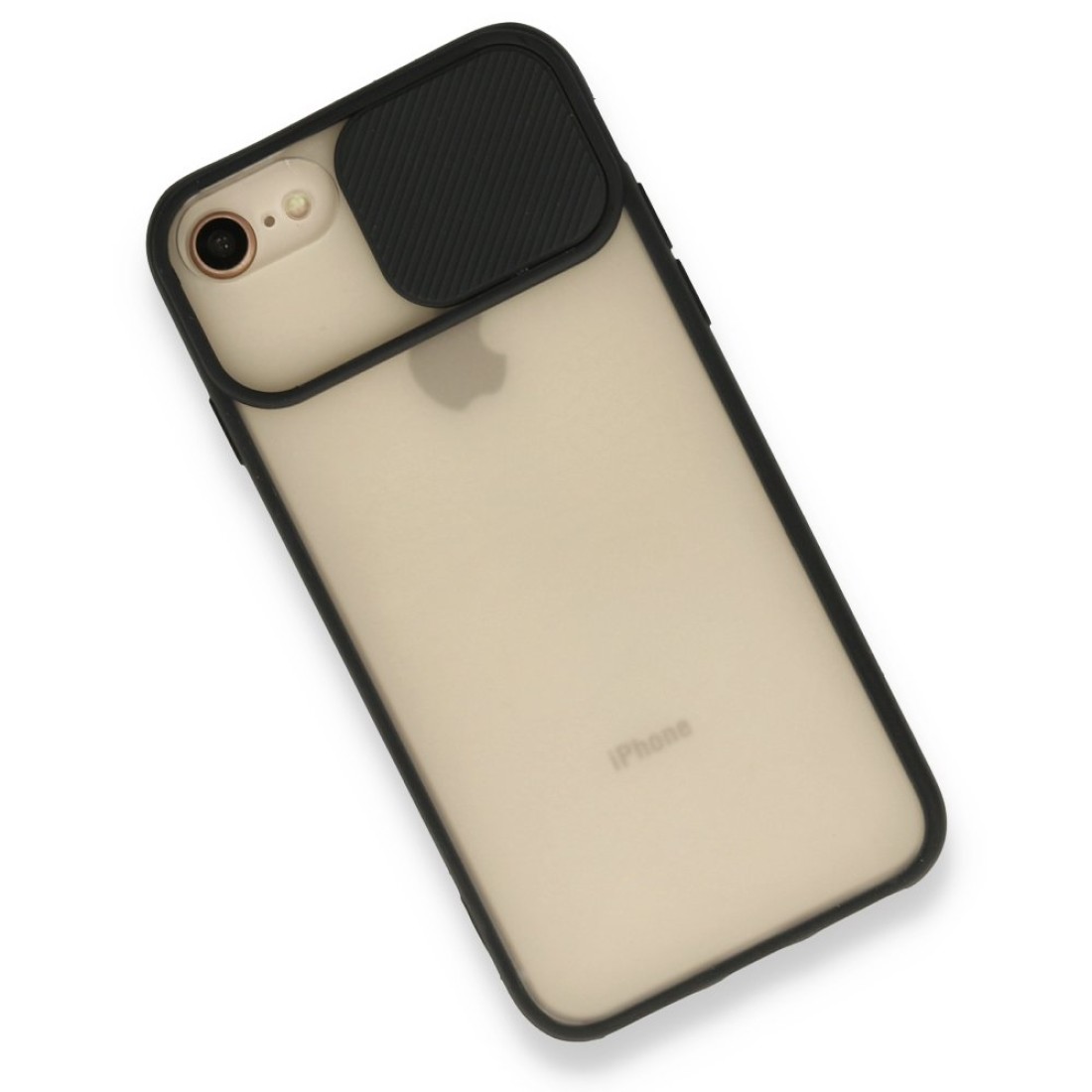  iPhone SE 2020 Kılıf Palm Buzlu Kamera Sürgülü Silikon - Siyah