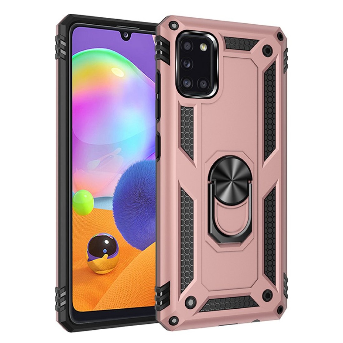 Samsung Galaxy A31 Kılıf Sofya Yüzüklü Silikon Kapak - Rose