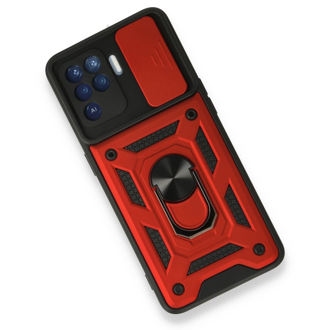 Oppo Reno 5 Lite Kılıf Pars Lens Yüzüklü Silikon - Kırmızı Oppo Reno 5 Lite Kılıf Pars Lens Yüzüklü Silikon - Kırmızı