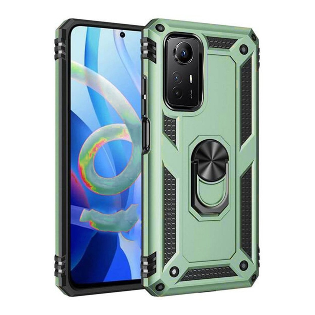  Xiaomi Redmi Note 12S Kılıf Sofya Yüzüklü Silikon Kapak - Yeşil