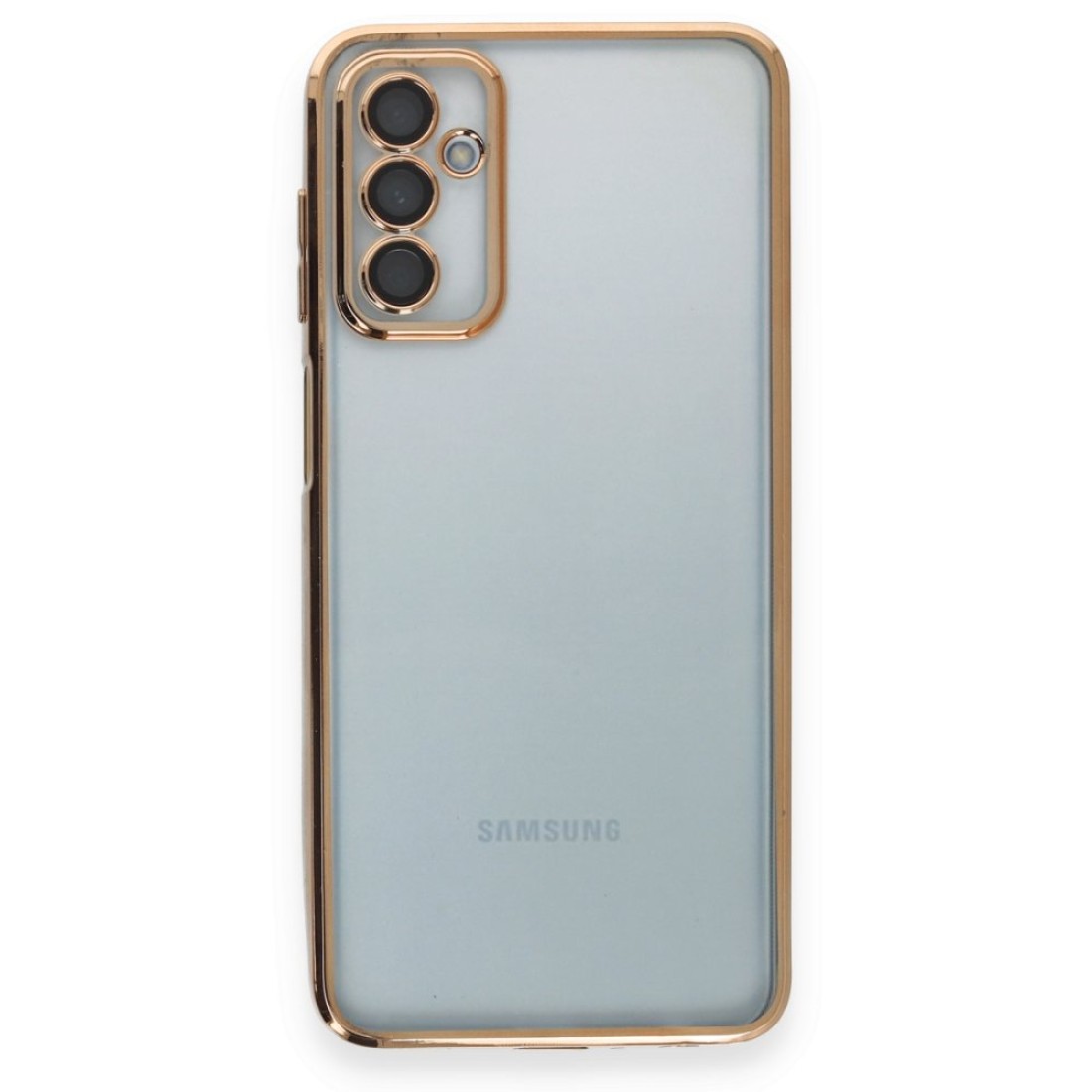  Samsung Galaxy M23 Kılıf Razer Lensli Silikon - Gold