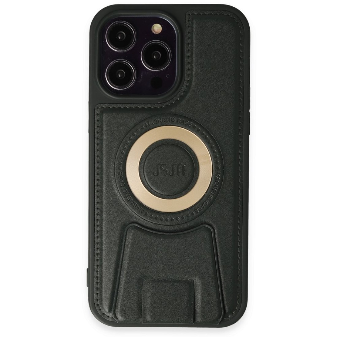  iPhone 14 Pro Max Kılıf Merkür Magneticsafe Standlı Kapak - Koyu Yeşil