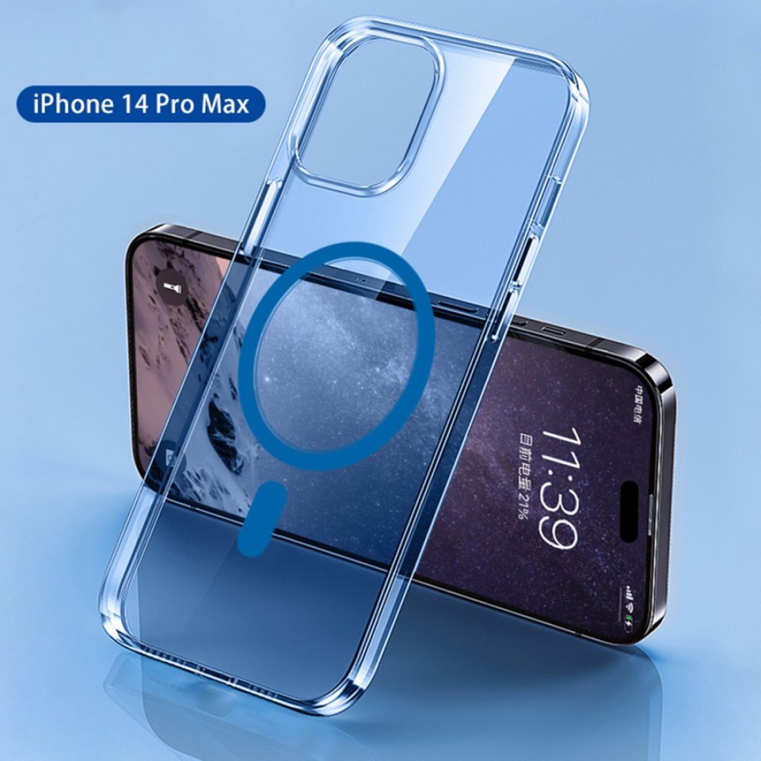 iPhone 14 Pro Max Kılıf Tron Şeffaf Magsafe Kapak - Mavi iPhone 14 Pro Max Kılıf Tron Şeffaf Magsafe Kapak - Mavi