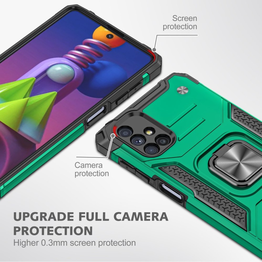  Samsung Galaxy M51 Kılıf Zegna Yüzüklü Silikon Kapak - Koyu Yeşil